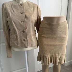 Ann Taylor LOFT 100% Suede Jacket & Skirt Set Size 0-2